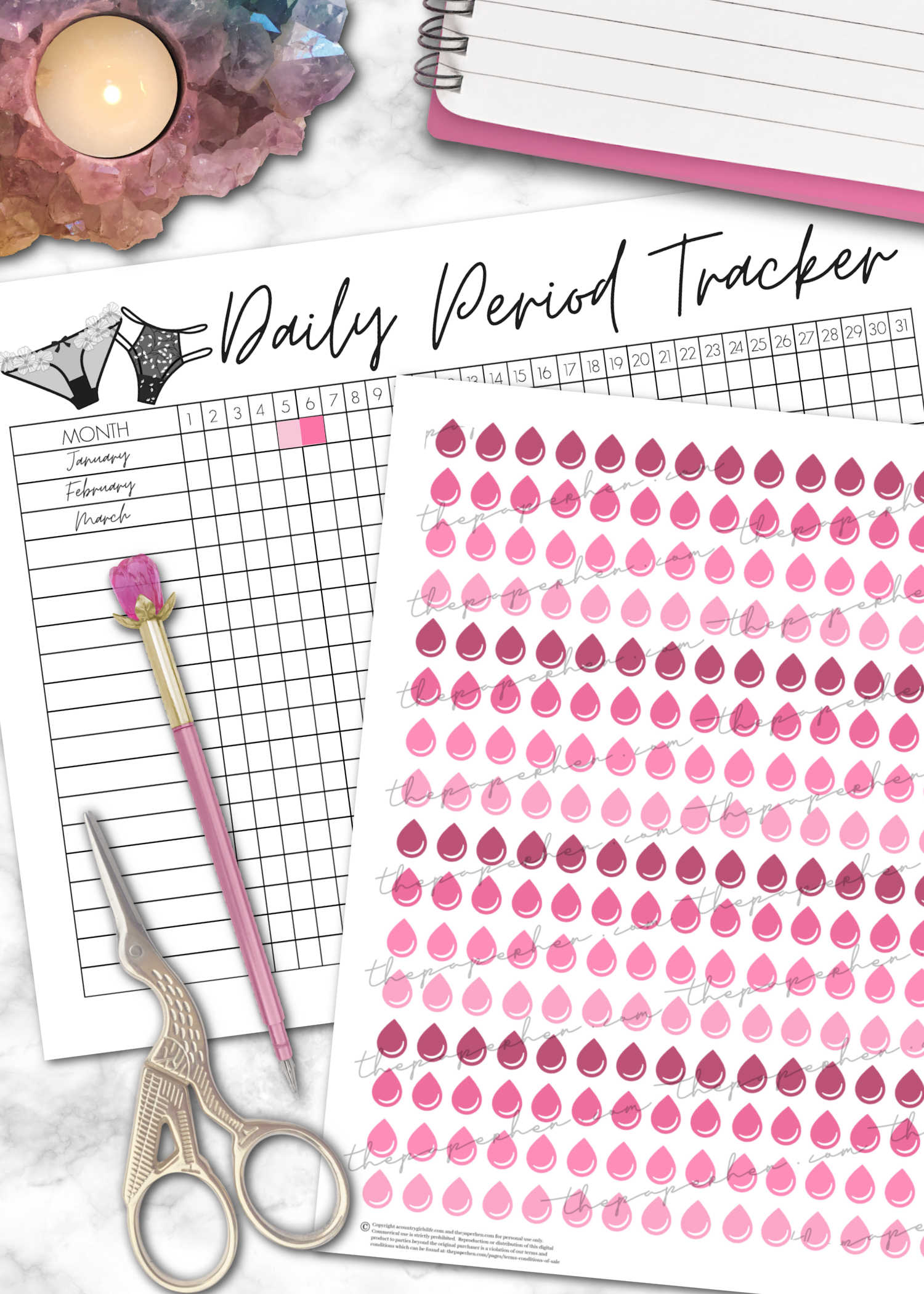 Pink Period Mood Stickers - Period Tracker Stickers