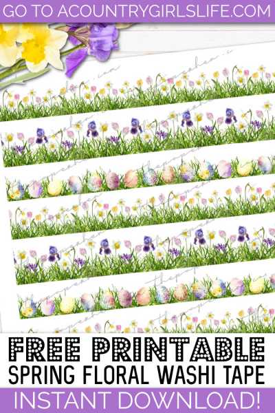 FREE Printable Spring Floral Washi Tape - A Country Girl's Life